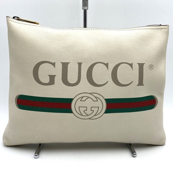 GUCCI White Leather Clutch Bag - Picture 1 of 12